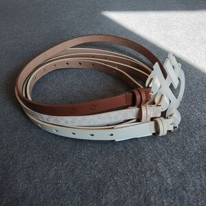 LC Lauren Conrad 3‑Pack Belts Floral & Embossed Brown, Pink, & Cream Sz 1X NWT